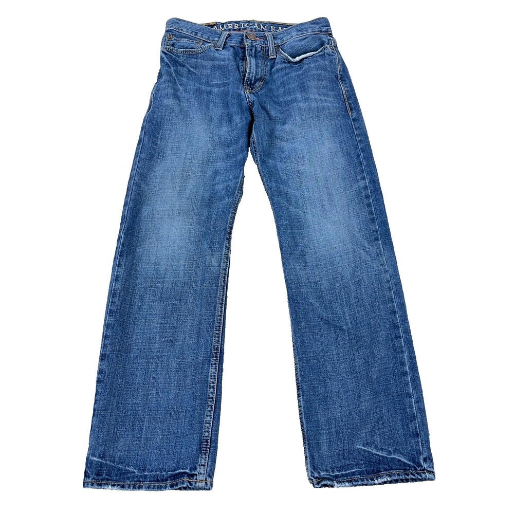 American Eagle Jeans Men 26x28 Relaxed Fit Straight Leg Faded Whiskers Baggy